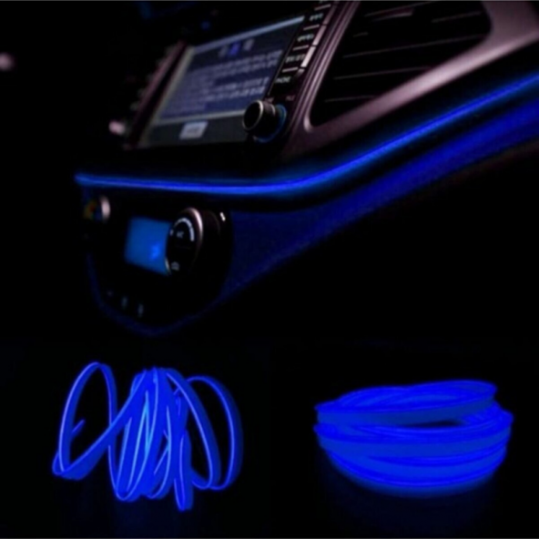 Araç Araba İçi Torpido Ledi Renkli ip Neon Led 2 Metre Mavi Neon ürün görseli 1
