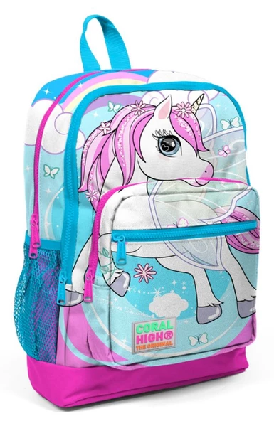 Coral High Pembe-Mavi Unicorn Desenli İlkokul ve Günlük Sırt Çantası - Kız Çocuk ürün görseli 1