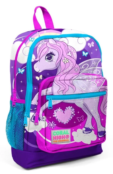 Coral High Mor-Pembe Unicorn Baskılı İlkokul ve Günlük Sırt Çantası ürün görseli 1