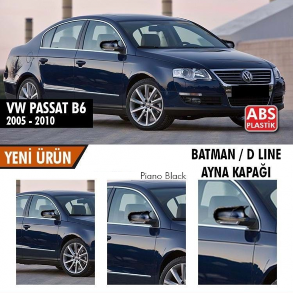 Sts Oto Aksesuar  Passat B6 2005-2010 Uyumlu Batman Yarasa Ayna Kapağı Piano Black Abs Plastik ürün görseli 1