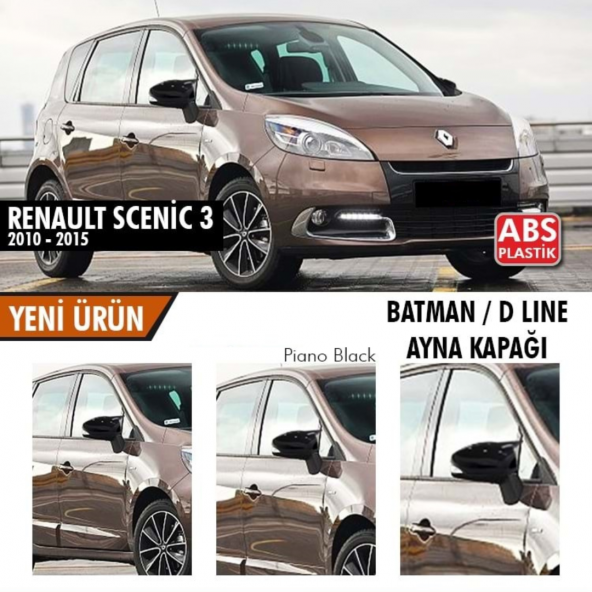 Sts Oto Aksesuar Renault Scenic 3 2010-2015 Batman Yarasa Ayna Kapağı Piano Black Abs Plastik ürün görseli 1