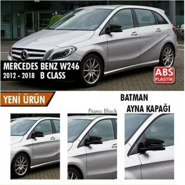 Sts Oto Aksesuar Mercedes Benz W246 2012-2018 Batman Yarasa Ayna Kapağı Piano Black Abs Plastik ürün görseli 1