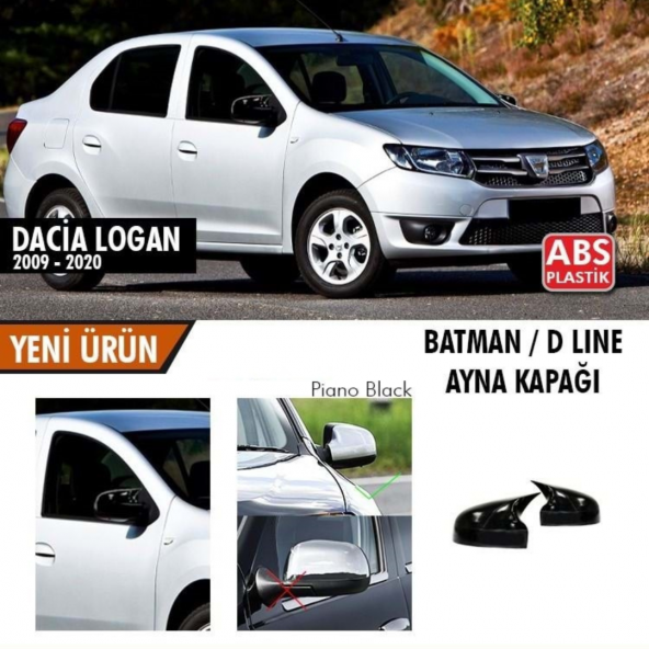 Sts Oto Aksesuar Dacia Logan 2009-2020 Batman Yarasa Ayna Kapağı Piano Black Abs Plastik ürün görseli 1
