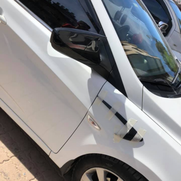 Sts Oto Aksesuar Hyundai Accent Blue  Batman Yarasa Ayna Kapağı Piano Black Abs Plastik ürün görseli 1