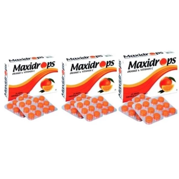 Maxidrops Portakal & C Vitamini 24 Drops 3'Lü PAKET (SKT:05/2029) ürün görseli 1