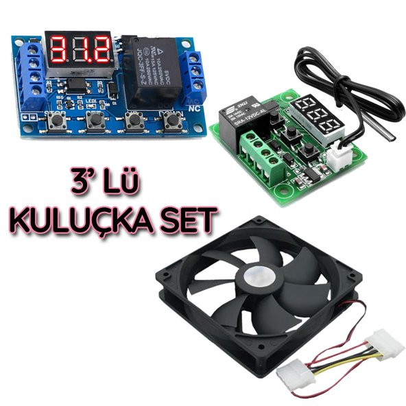 3 Lü Set Kuluçka Makinesi Termostatı,Zaman Modülü , Soğutucu Fan Zamanlayıcı ürün görseli 1