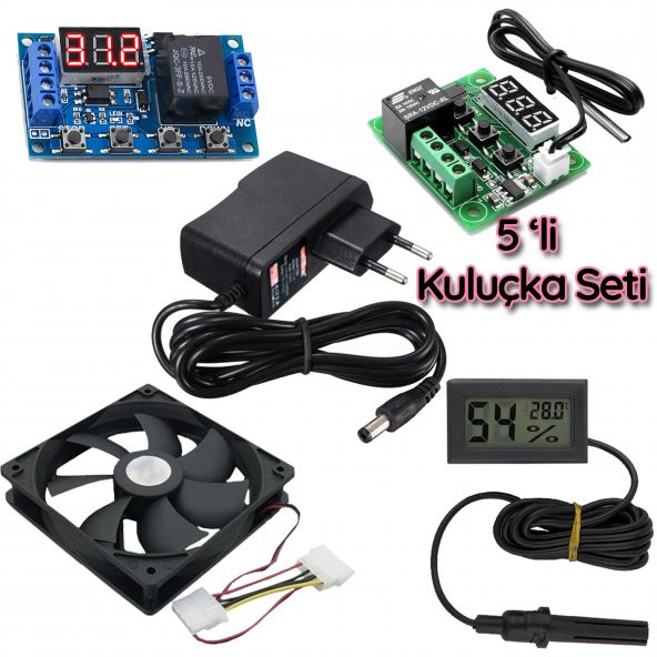 5 Li Set Kuluçka makinesi Termostadı,Zaman Modülü ,Kuluçka Fanı, Kuluçka Nem Ölçer, Adaptör ürün görseli 1