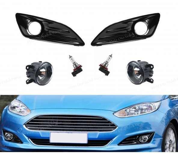 Ford Fiesta Sis Far Çerçevesi Parlak Piano Black Ve Sis Kiti Ampullü Sağ Sol 2013- ürün görseli 1