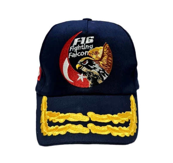 F16 FIGHTING FALCON  ŞAPKA SİYAH DEFNE DALI İŞLEMELİ - Resim 3