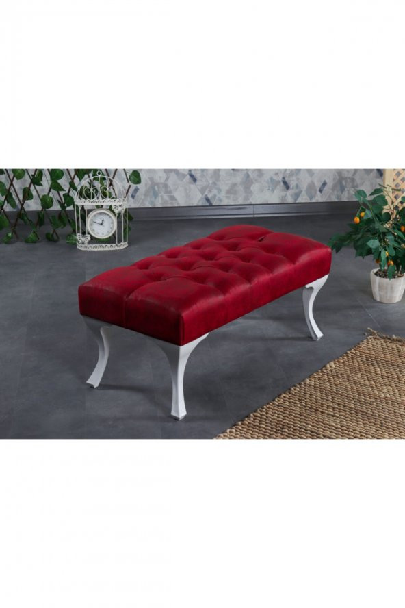 ÜNÜVAR KONSEPT Puf & Benç 45X90-Pls Ayak Silenebilir Kumaş Bordo ürün görseli 1
