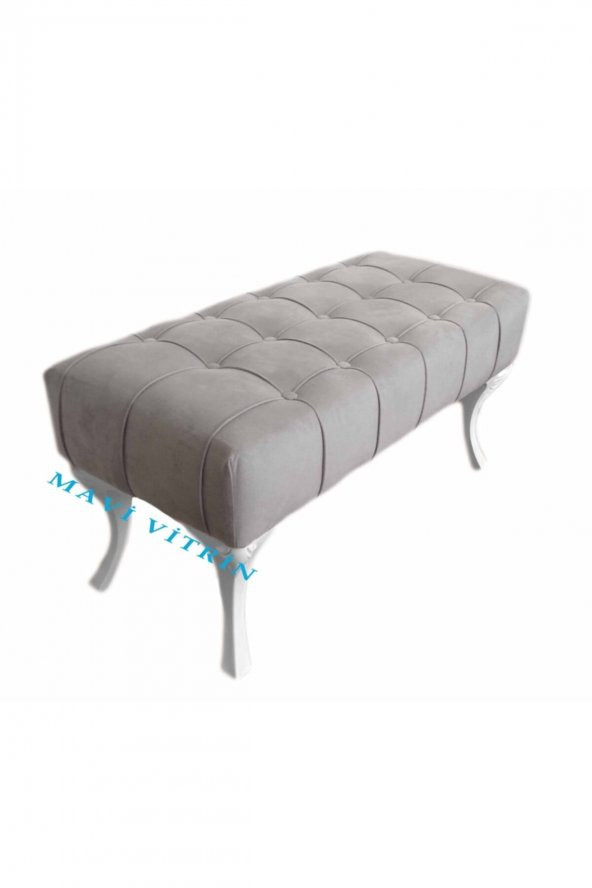 ÜNÜVAR KONSEPT Mavi Vitrin Puf & Benç 45X90-Pls Ayak Silenebilir Kumaş Gri ürün görseli 1