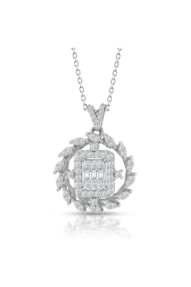 0.60 Ct. Modern Tasarım Baget Kare Tektaş Kolye ürün görseli 1
