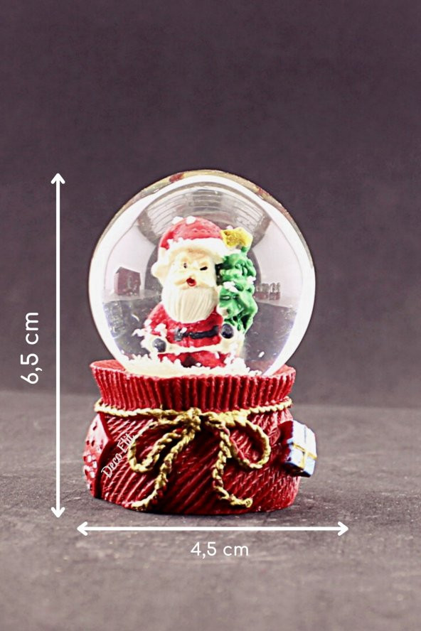 Yeni Yıl Noel Baba ve Çam Ağacı Temalı Mini Boy Kar Küresi 6,5 cm ürün görseli 1