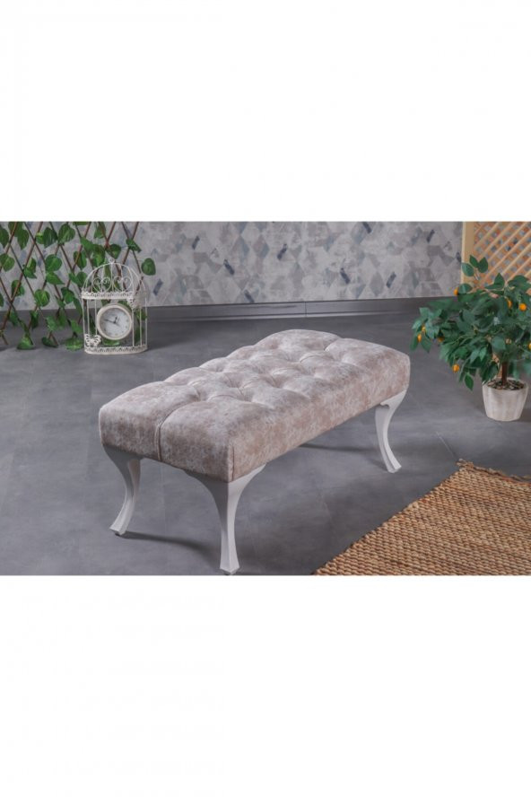 ÜNÜVAR KONSEPT Puf & Benç 45X90-Pls Ayak Silenebilir Kumaş Krem ürün görseli 1