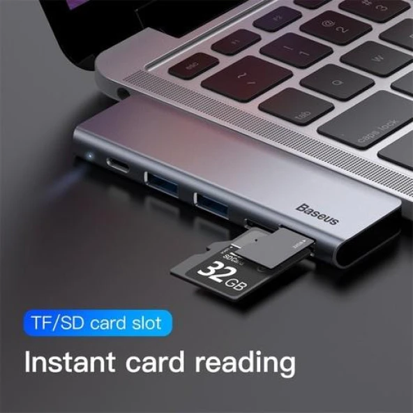 Baseus Harmonica 5in1 Usb Micro Sd Çoklayıcı Adaptör CAHUB-K0G - Resim 8