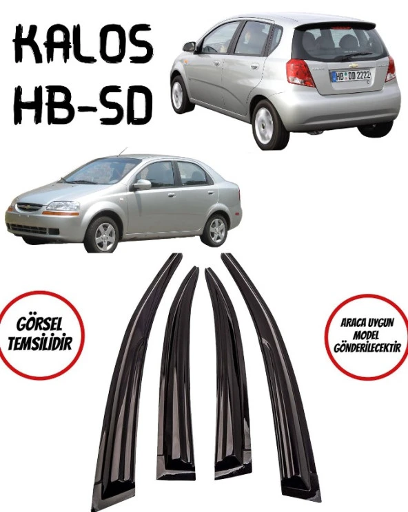 Chevrolet Kalos Hb Cam Rüzgarlığı 4lü Parlak Siyah ürün görseli 1