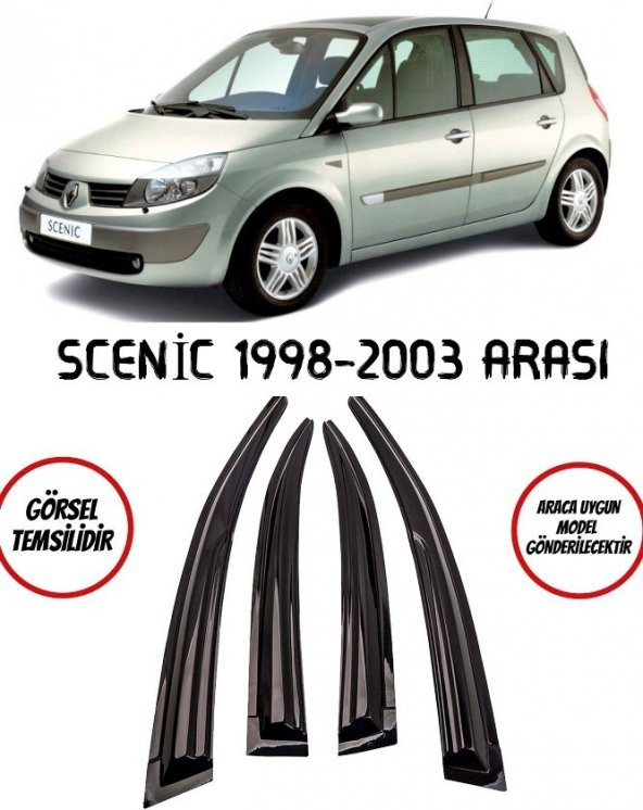 Renault Scenic Cam Rüzgarlığı 4lü 1998-2003 Takım Parlak Sİyah ürün görseli 1