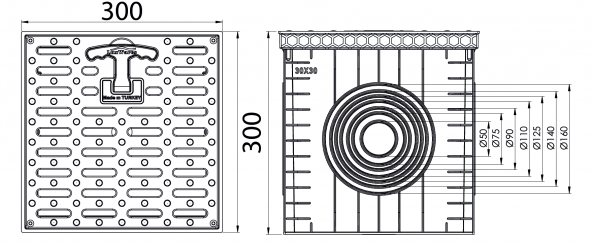 30x30 Rögar Kutusu + Izgaralı Kapak - Resim 2