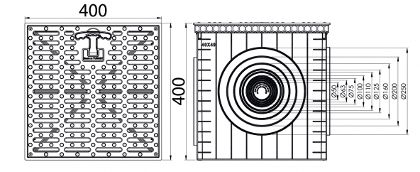 40x40 Rögar Kutusu + Izgaralı Kapak - Resim 2