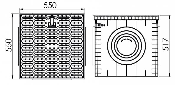 55x55 Rögar Kutusu + Izgaralı Kapak - Resim 2