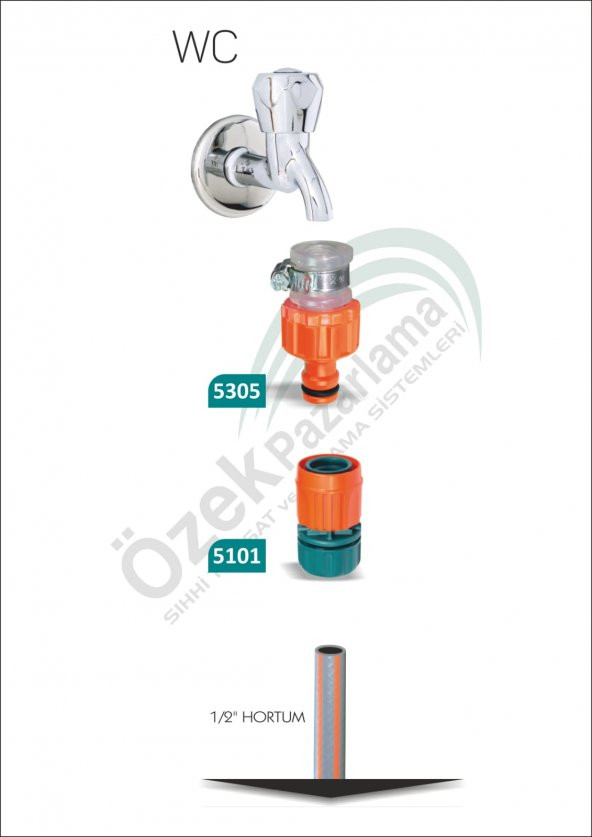Otomatik Kelepçeli Musluk Bağlantısı + Otomatik Bağlantı (5305+5101) ürün görseli 1