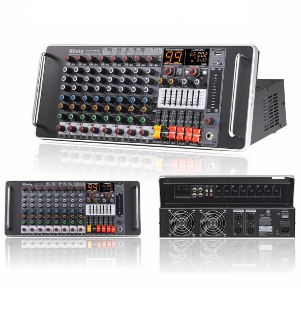 König KRP-PRO8 8 Kanal Power Mikser Anfi 2x550 Watt ürün görseli 1