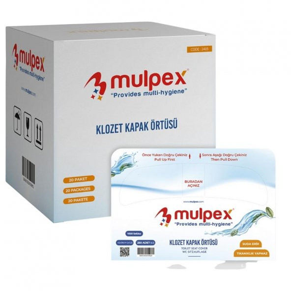 Mulpex Hijyenik Klozet Kapak Örtüsü 1 Pkt. : 250 Adet (100 Selüloz) ürün görseli 1