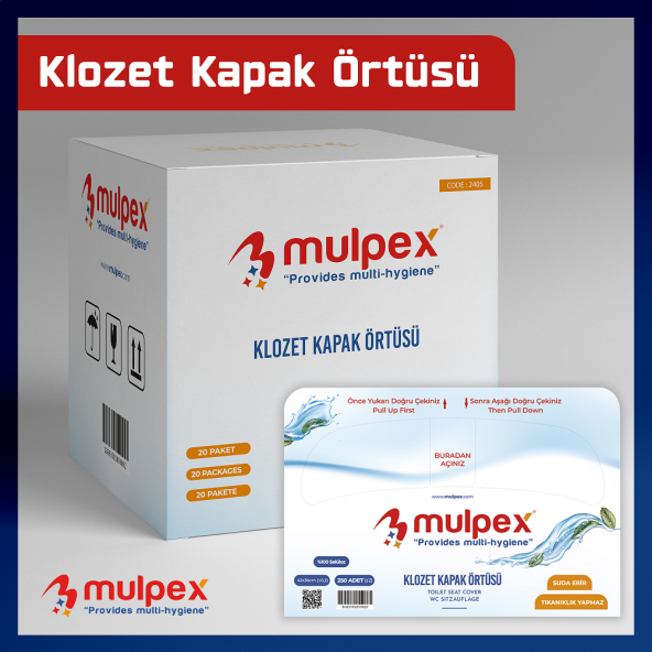 Mulpex Hijyenik Klozet Kapak Örtüsü 2 Pkt. : 500 Adet (100 Selüloz) ürün görseli 1