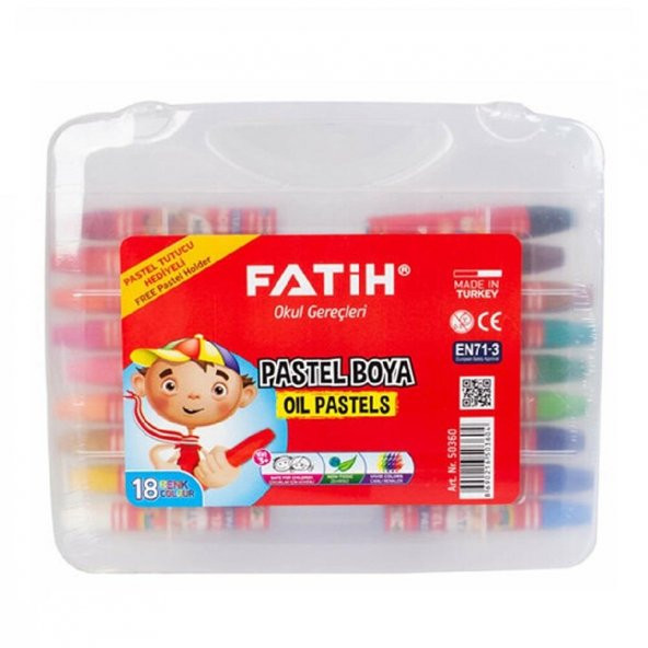 18 Renk Pastel Boya Plastik Çantalı Tutucu Hediyeli 18 Li 1 Paket ürün görseli 1