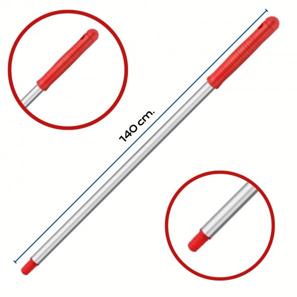 Mulpex Premium Kalite Alüminyum Eloksallı Sap, Vidalı 140 cm. Kırmızı ürün görseli 1