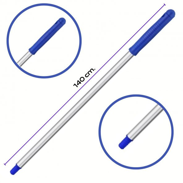 Mulpex Premium Kalite Alüminyum Eloksallı Sap, Vidalı 140 cm. Mavi ürün görseli 1