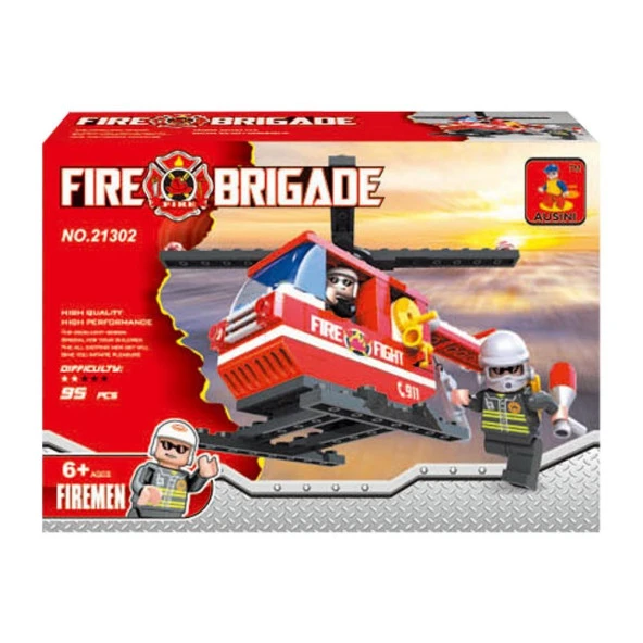 Ausini - Asya Brick 21302 Fire Brigade Set - 105 PARÇA - Resim 2