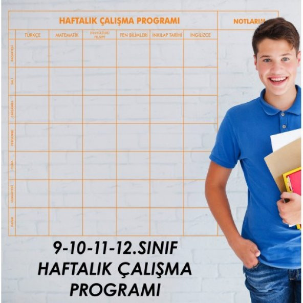 Liseler İçin Haftalık Çalışma Programı -  Yapışkansız Tutunan Akıllı Kağıt ürün görseli 1