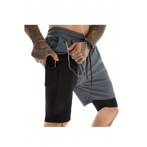 MOOLY Unisex Koşu Ve Antrenman Sporcu Şortu Antrasit ürün görseli 1