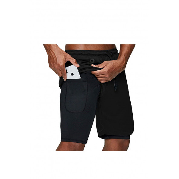 MOOLY Unisex Koşu Ve Antrenman Sporcu Şortu Siyah ürün görseli 1