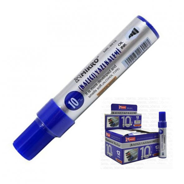 Permanent Markör Marker Kesik Uçlu Koli Kalemi Mavi 10 mm Mr-6010 1 Adet ürün görseli 1