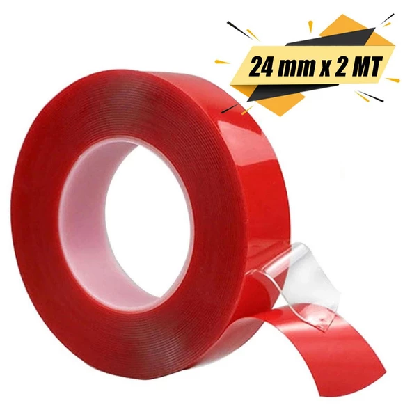 Orient Silikonize Çift Taraflı Bant Montaj Bandı Şeffaf 24 mm x 2 Metre ürün görseli 1