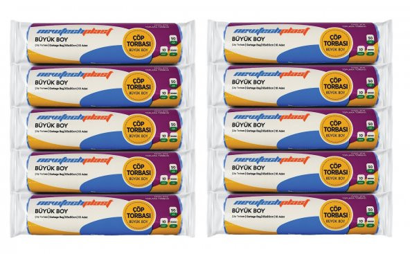 Newtechplast Çöp Torbası, Büyük Boy, Mavi, 65 X 80 cm., 10 Rulo 100 Adet ürün görseli 1