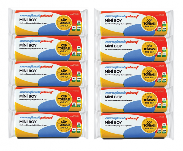 Newtechplast Çöp Torbası, Mini Boy, Beyaz, 40 X 50 cm., 10 Rulo 400 Adet ürün görseli 1