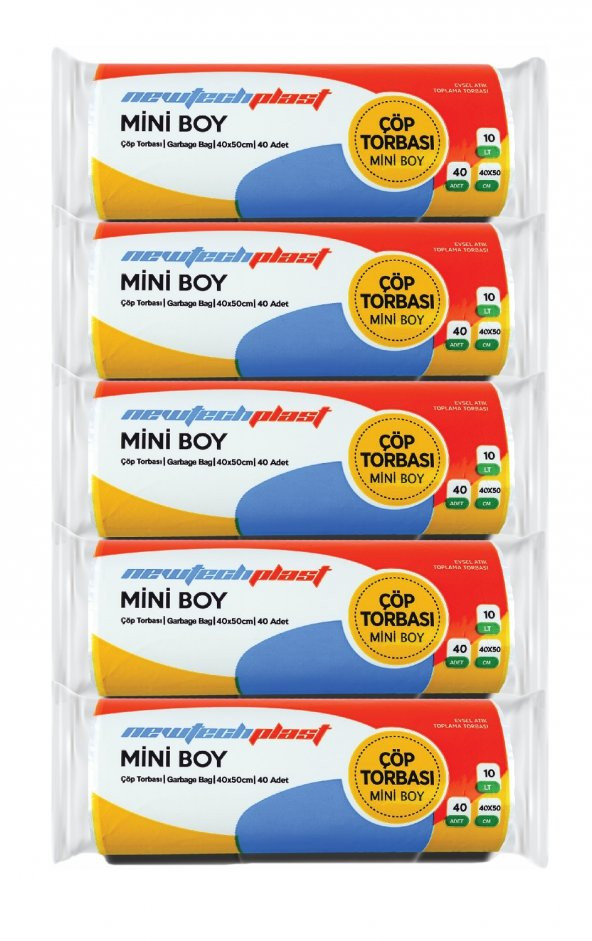 Newtechplast Çöp Torbası, Mini Boy, Beyaz, 40 X 50 cm., 5 Rulo 200 Adet ürün görseli 1