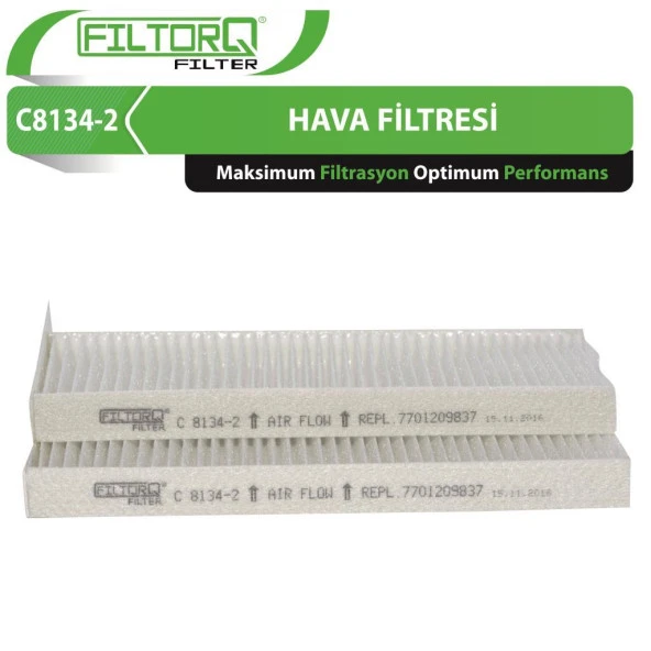 C8134-2 Renault Kango 2  2008-2020 Filtorq Polen Filtresi ürün görseli 1