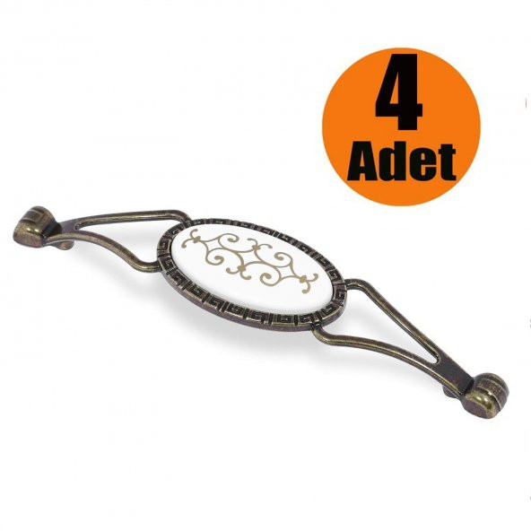Çekmece Dolap Kapak Kulpu Kulbu Antik Metal Kulp 128 mm (4 ADET) ürün görseli 1