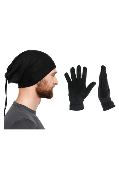 Unisex Siyah Polar Eldiven Polar Bere Boyunluk Set ürün görseli 1