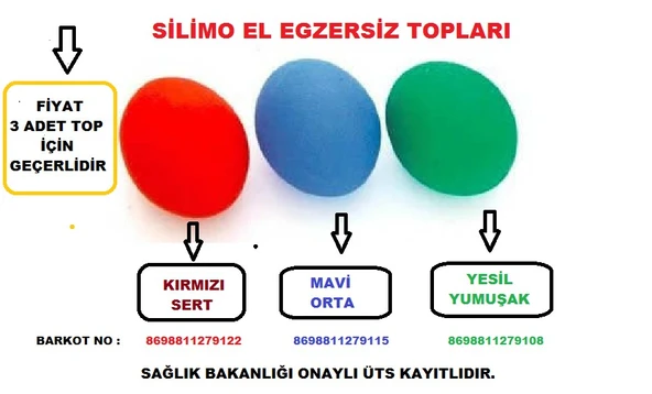 El Bilek Parmak Güçlendirme Egzersiz Topu Felçli  Silikon Stres Topu Parmak Güçlendirme 3 lü set ürün görseli 1