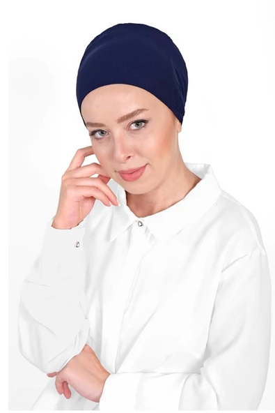 Düz Tesettür Penye Bone 1' Li Paket- Lacivert ürün görseli 1
