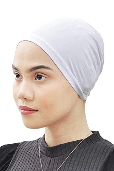 Düz Tesettür Penye Bone 1' Li Paket- Beyaz ürün görseli 1