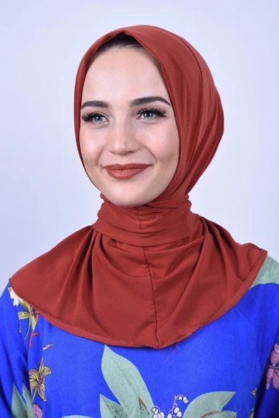 Kadın Tesettür Çıtçıtlı Bone Sandy Hijab Boyunluk Bone Kiremit ürün görseli 1