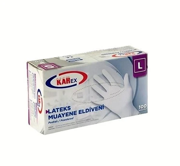 Omnipazar Karex Lateks Pudralı Eldiven 100'lü Paket Beyaz Large ürün görseli 1
