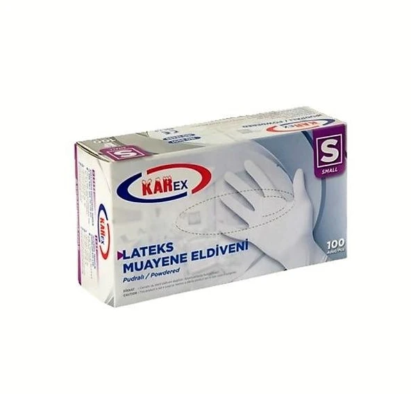 Omnipazar Karex Lateks Pudralı Eldiven 100'lü Paket Beyaz Small ürün görseli 1