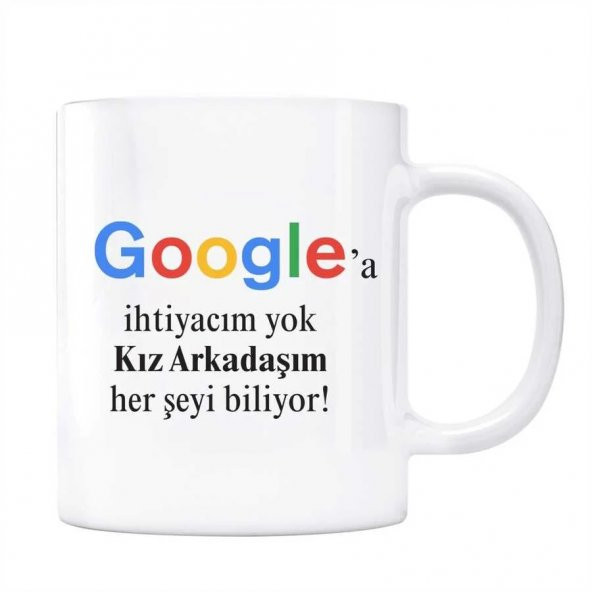 Google Kupa Bardak - Kız Arkadaşım Her Şeyi Biliyor Google a İhtiyaç Yok ürün görseli 1